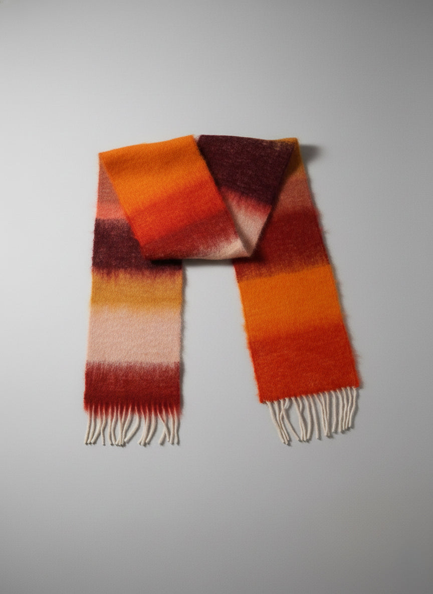 Bufanda Rayas Rojos & Rosas