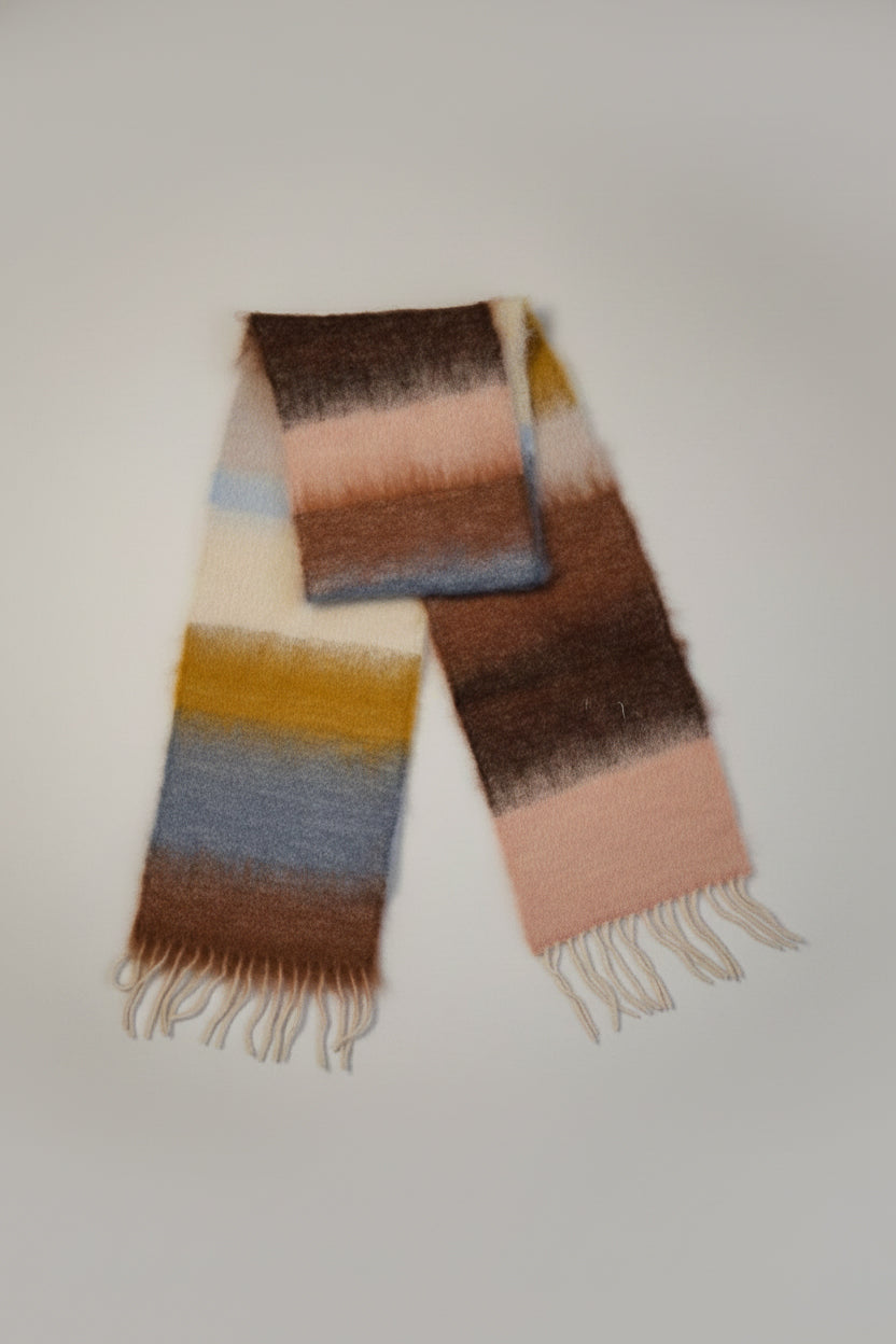 Bufanda Rayas Cafés & Rosas